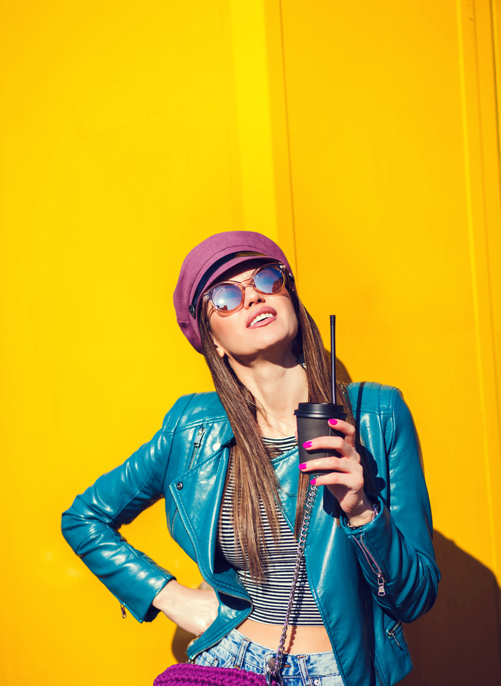 Young cool woman in jacket