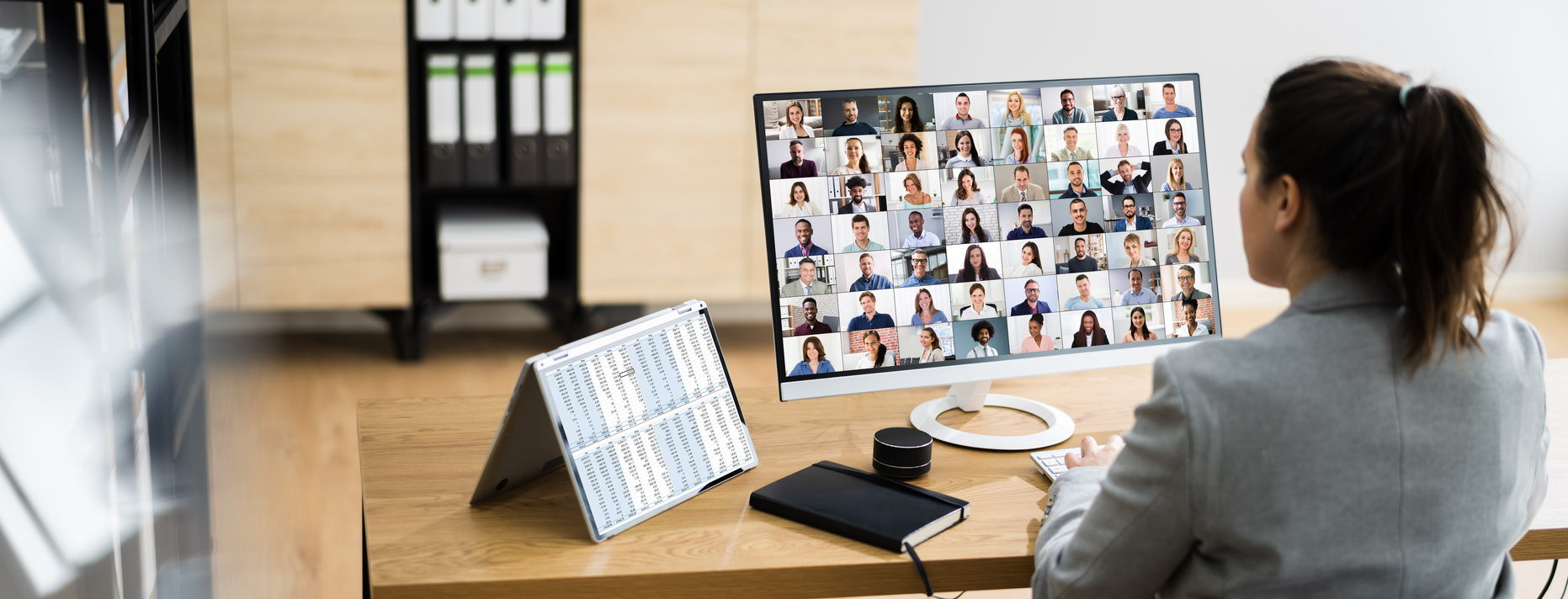 Watching Online Video Conference Meeting